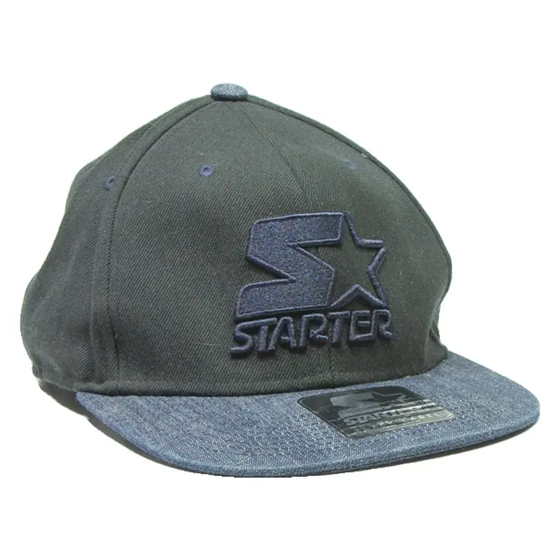 STARTER Mens Snapback Cap Black Wool ONE SIZE