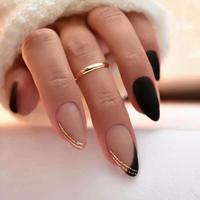 Glitter Almond Fake Nails with Pearl Decor with 1 Count Nail File & 1 Sheet Tape, 24pcs Elegant Removable False Nail Kits for...