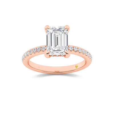 Aurelia Three Quarter Coverage Hidden Halo Emerald Cut Lab Grown Diamond Engagement Ring | 10K Rose Gold 2 1/10 CT. TW.