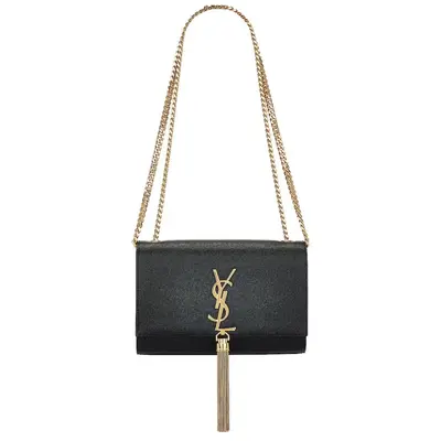 Pre-owned Yves Saint Laurent Leather Shoulder Bags New! Small Kate Tassel Chain Bag in Nero