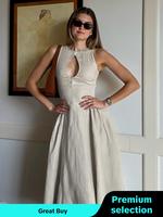 Women's Button Front Tank Dress, Elegant Dresses, Sleeveless fitted Zipper Back A Line Weave Dress for Party Holiday Wedding ...