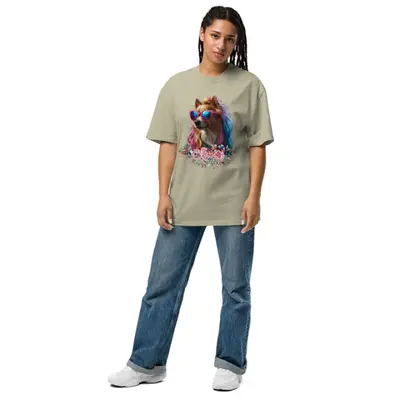 Chic Pup in Bloom - Vibrant Floral T-Shirt