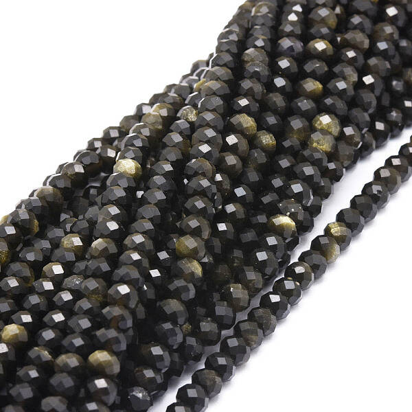 Natural Golden Sheen Obsidian Beads Strands