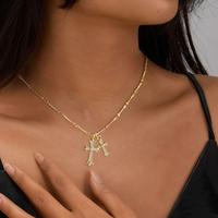 Cross Necklace 14k Gold Plated Double Cross Pendant CZ,Cubic Zirconia Cross Necklaces for Women Men Boy Jewelry Birthday Dain...