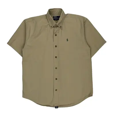 Polo By Ralph Lauren Short Sleeve Shirt - Large Beige Cotton