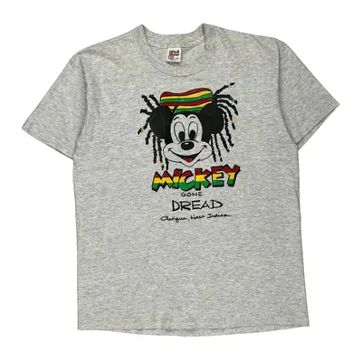 Mickey Gone Dread Single Stitch Anvil Graphic T-Shirt - XL Grey Cotton