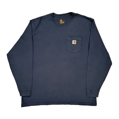 Carhartt Long Sleeve T-Shirt - XL Navy Cotton