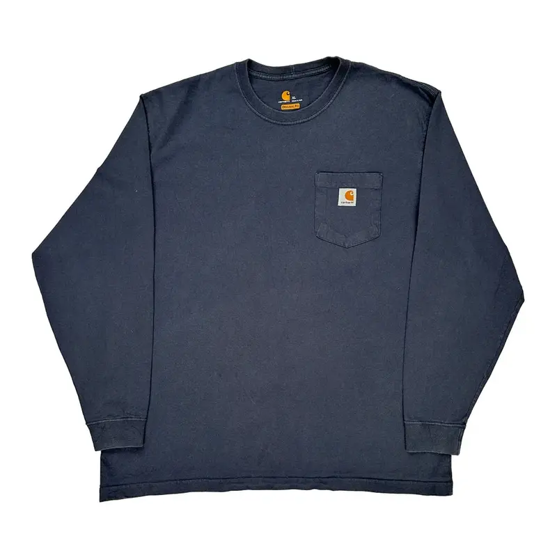Carhartt Long Sleeve T-Shirt - XL Navy Cotton