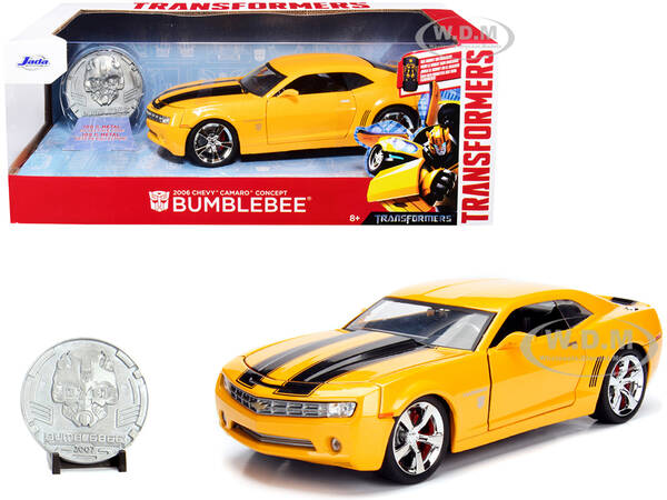 2006 Chevrolet Camaro Concept Yellow Bumblebee with Robot on Chassis and Collectible Metal Coin \