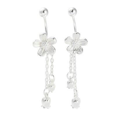 999 Fine Silver Flower Tassel Ear Plug Gauges