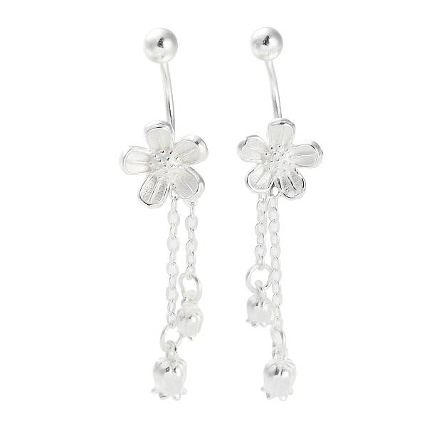 999 Fine Silver Flower Tassel Ear Plug Gauges