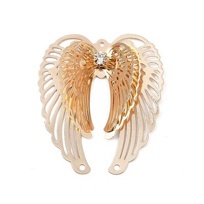 Brass Crystal Rhinestone 3D Hollow Angel Wings Chandelier Component Links