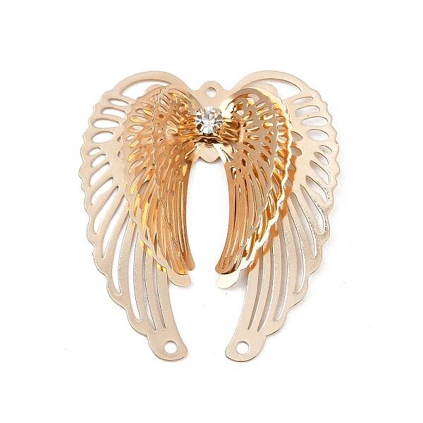 Brass Crystal Rhinestone 3D Hollow Angel Wings Chandelier Component Links