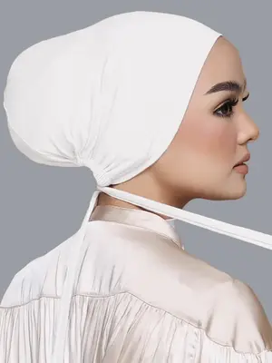 Women's Solid Color Instant Hijab, Modest Casual Hijab with Drawstring Design, Fashionable Hair Accessories for Daily Wear