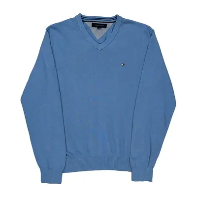Tommy Hilfiger V-Neck Jumper - Medium Blue Cotton