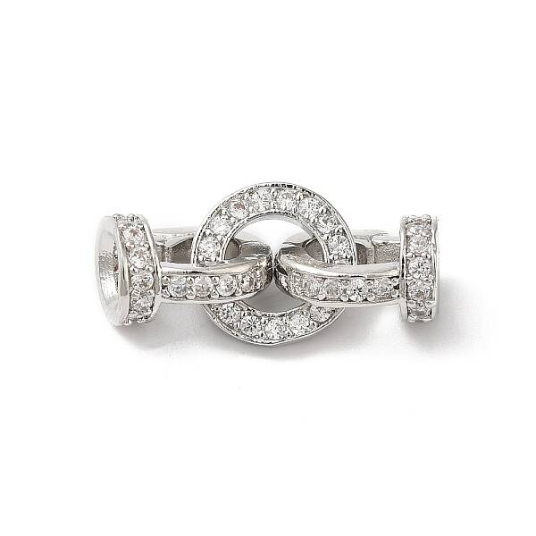 Rack Plating Brass Micro Pave Clear Cubic Zirconia Fold Over Clasps