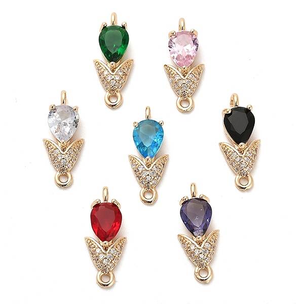 Glass Teardrop Connector Charms