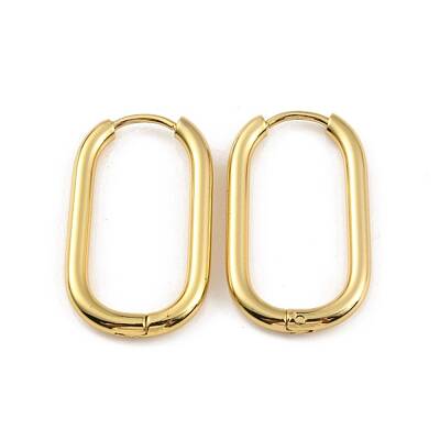 Ion Plating(IP) 304 Stainless Steel Oval Hoop Earrings