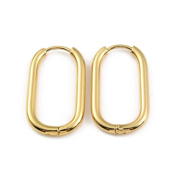 Ion Plating(IP) 304 Stainless Steel Oval Hoop Earrings