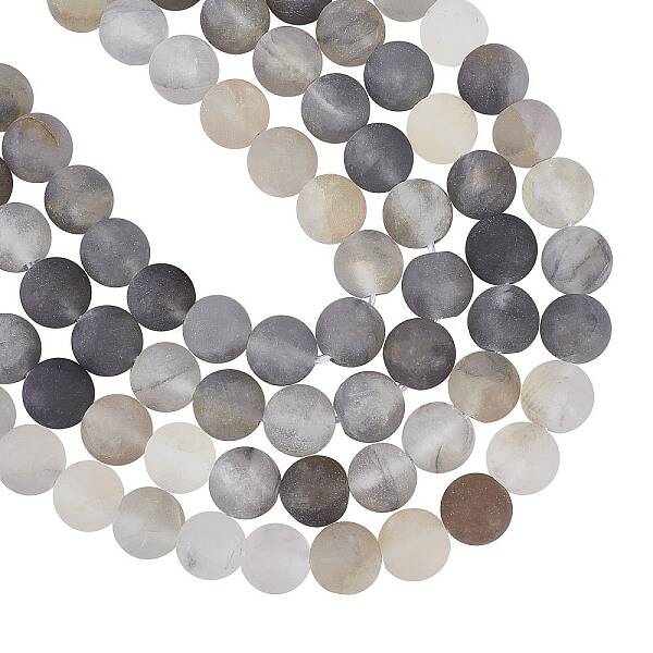 Frosted Natural Cloudy Quartz Round Beads Strands