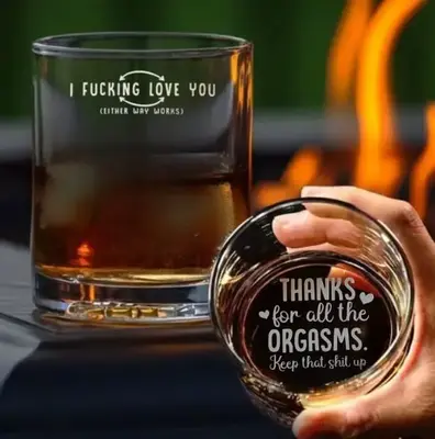 Thanks For All The Orgasms, I F*cking Love You Whiskey Glass, Mother Day, Patrick Day, Anniversary Present, Drinkware