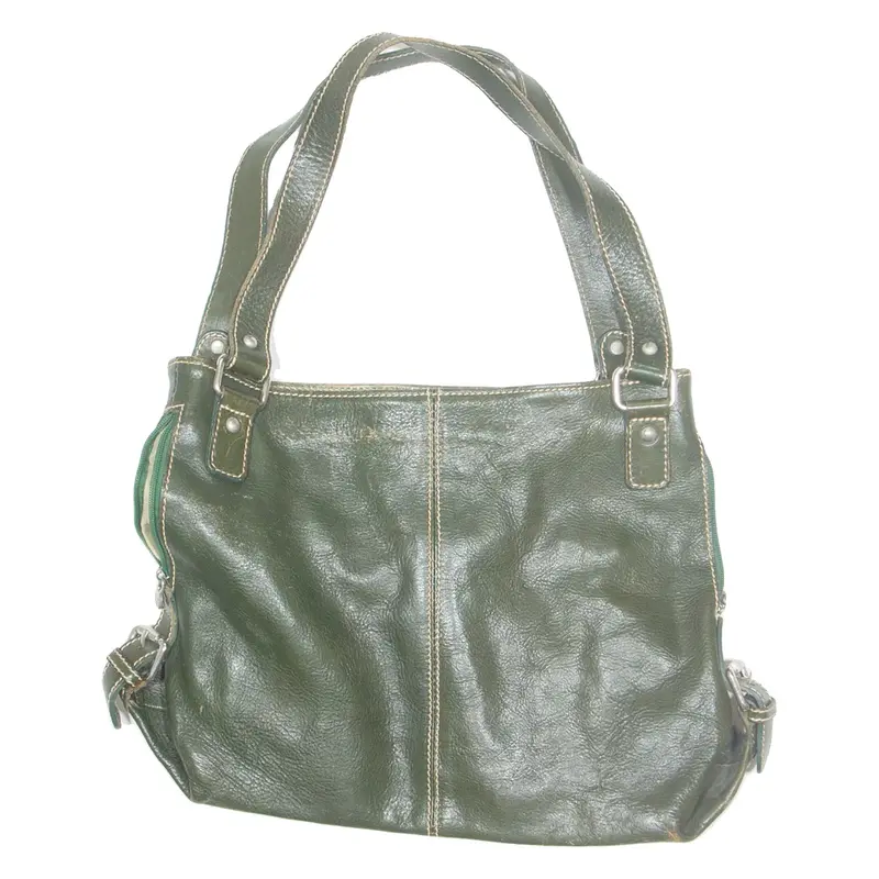 Womens Shoulder Bag Green Leather