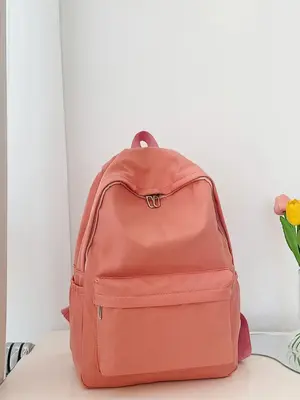 Summer Casual Nylon Waterproof Fabric Student School Bag, Backpacks for School, Travel Essentials, Simple Plain Large Capacit...