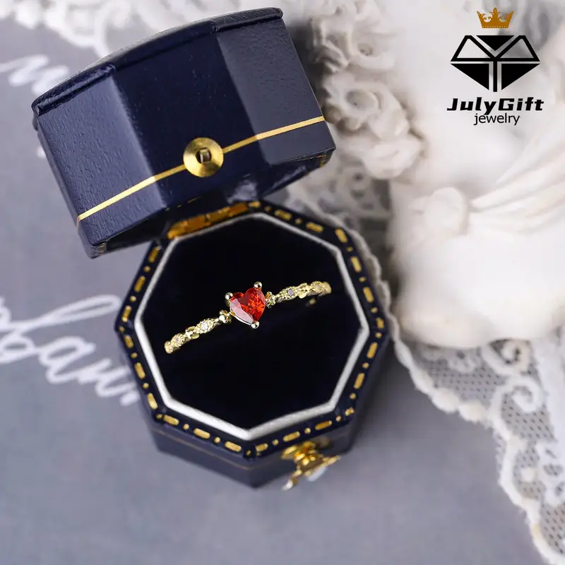 Wedding Jewelry Heart Promise Engagement Red Heart Ring Size 6-10