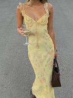 Women's Floral Print Strap Dress, Elegant Y2k Sleeveless Dress for Party Club Dating Wear, Ladies Summer Clothes, Bohemian Su...