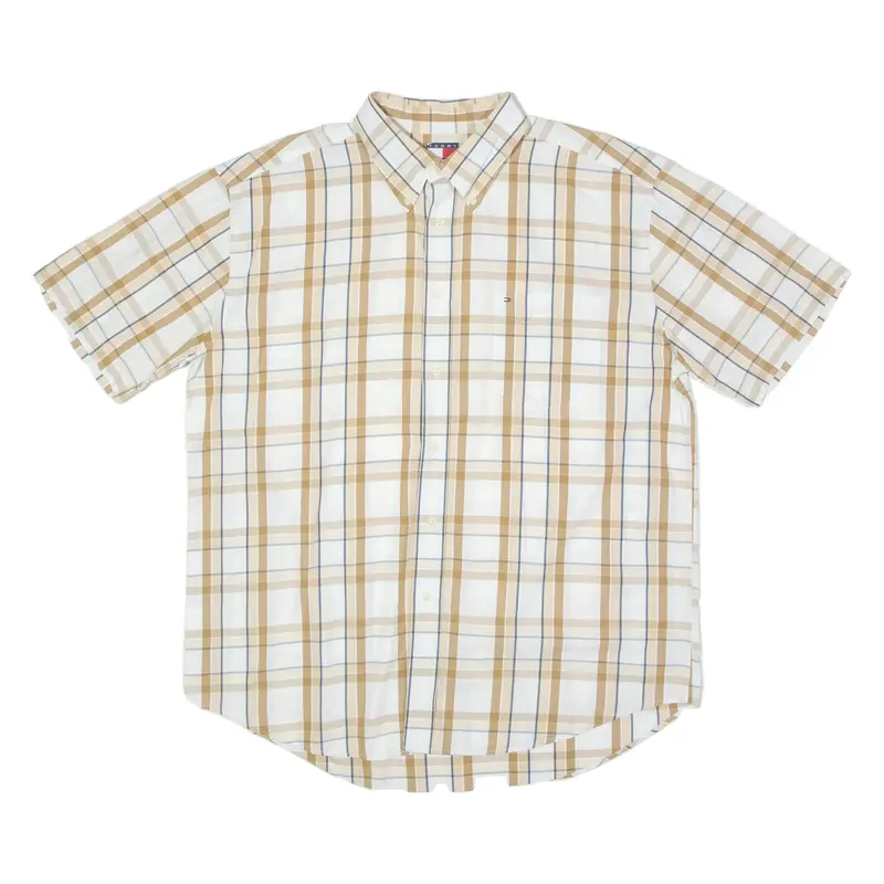 TOMMY HILFIGER Mens Shirt White 90s Check XL