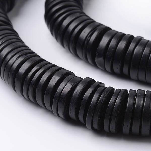 Dyed Natural Coconut Flat Round Bead Strands