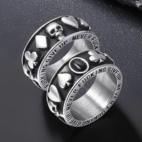 Vintage Gothic Skull Rings for Men Women, Stainless Steel Black Onyx Poker Ring Band Silver Skeleton Cocktail Party Biker Rin...