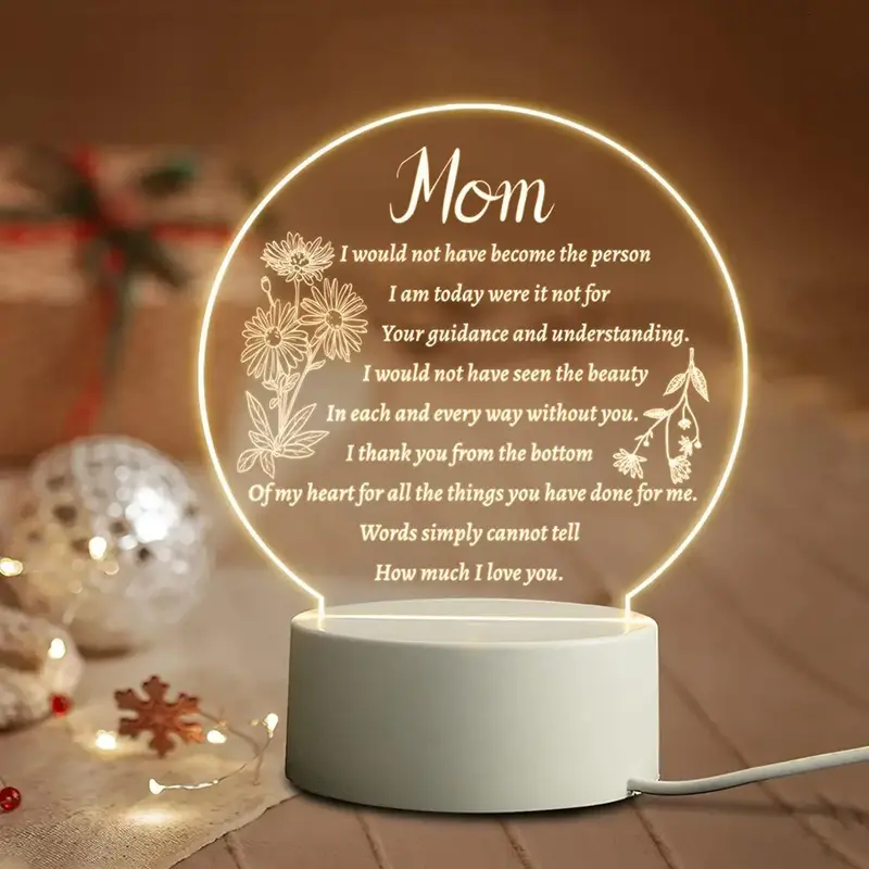 Summer Letter Design Night Light for Mother, USB Powered LED Night Light, Decorative Light For Home Bedroom Living Room