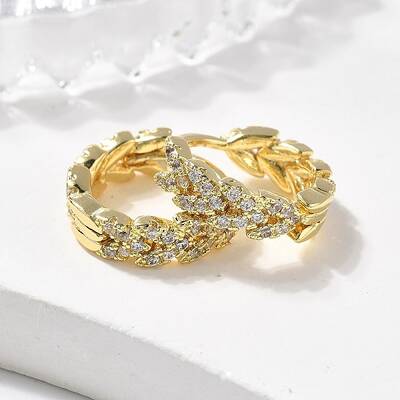 Brass Micro Pave Cubic Zirconia Huggie Hoop Earring