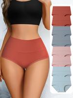 HOTCOM 8 Pack Ladies' Pure Color High-Waist Panties Soft and Comfortable Panties Summer Clothing Ladies' Panties Breathable S...