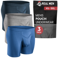 Real Men Modal V-Fly 7 Inch Blue Heather Grey Gunmetal Inseam Pouch Boxer Brief Underwear Set Human Menswear Plain 2X The Sof...
