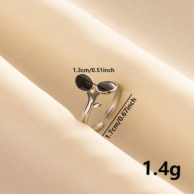 Vintage French Style 304 Stainless Steel Enamel Cuff Ring