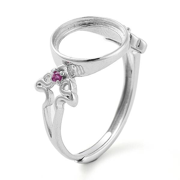 Flat Round Adjustable 925 Sterling Silver Ring Components