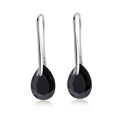 Platinum Tone Stainless Steel Dangle Earrings