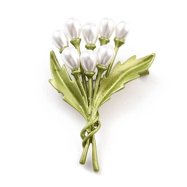 Bouquet Alloy Brooch with Resin Pearl