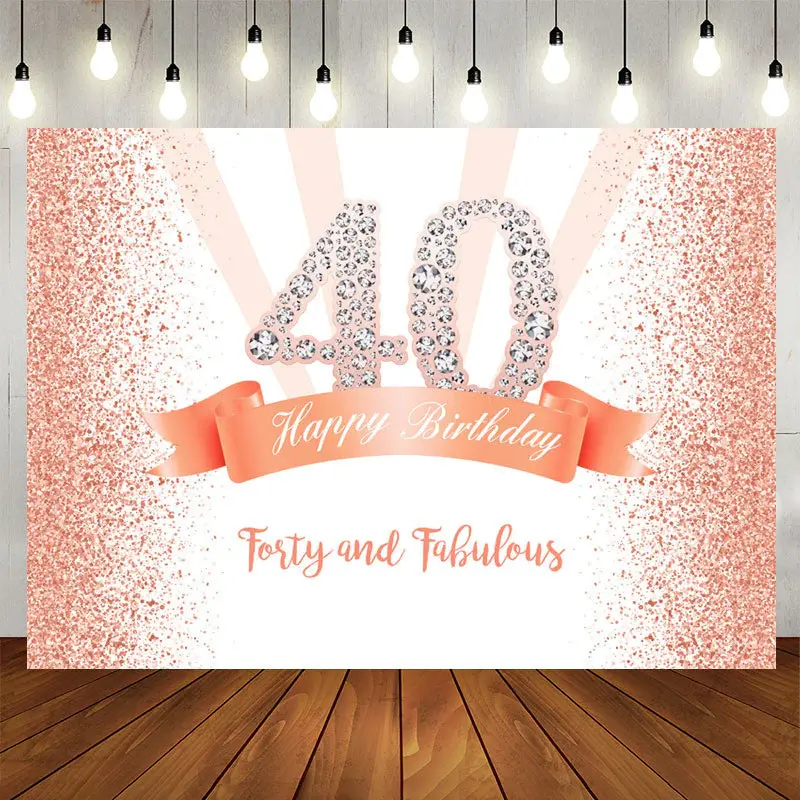 Aperturee Gold Pink Dots 40th Birthday Party Backdrop