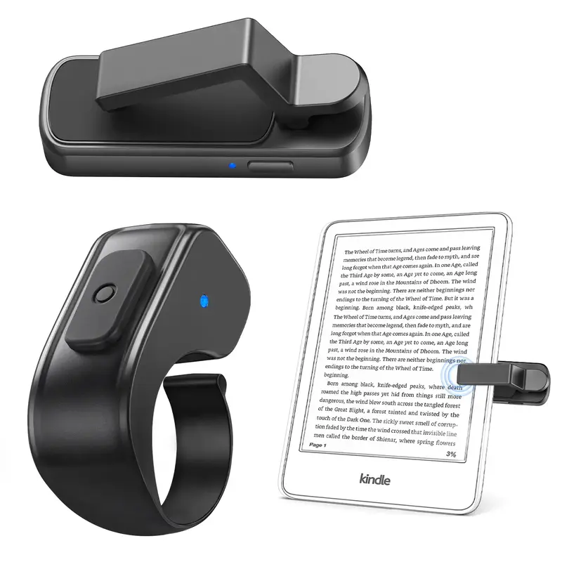 DATAFY Page Turner Ring for Kindle, Hands-Free Remote Control with Storage Bag, Camera Shutter & Video Recording, eReaders Cl...