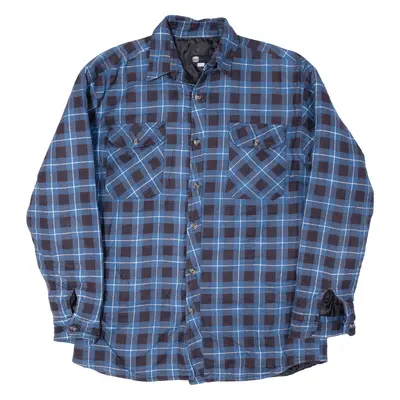 LOGISTA Sweat Life Lumberjack Jacket Blue 90s Plaid Mens L