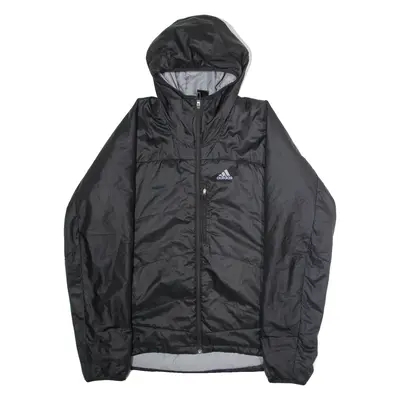ADIDAS Mens Quilted Jacket Black Hooded L