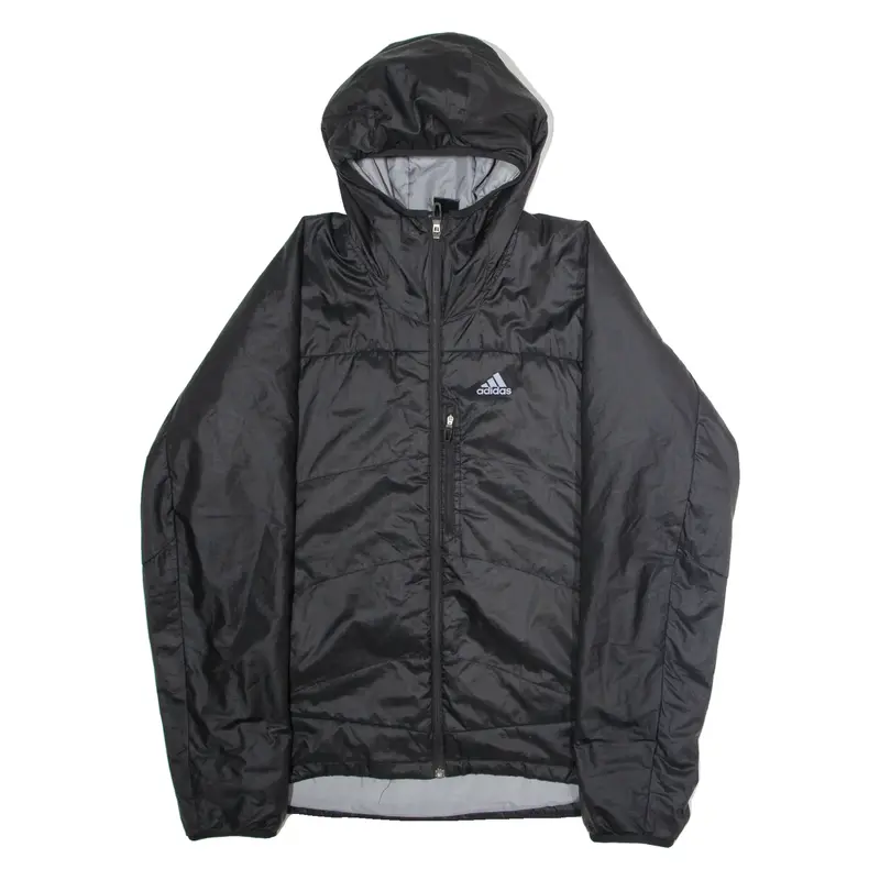 ADIDAS Mens Quilted Jacket Black Hooded L