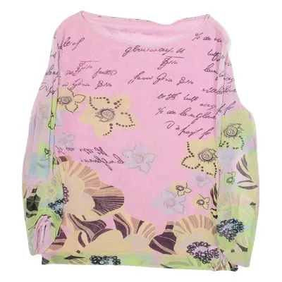Womens Top Pink Long Sleeve Crazy Pattern S