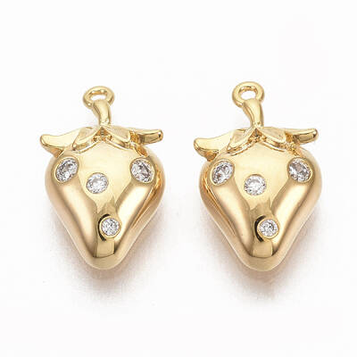 Brass Micro Pave Clear Cubic Zirconia Charms
