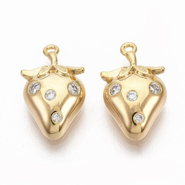 Brass Micro Pave Clear Cubic Zirconia Charms