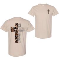 Christian Camo Cross T-Shirt, Philippians 4:13 Verse, Faithful Believers & Outdoorsmen, Inspirational Graphic Tee for Daily W...