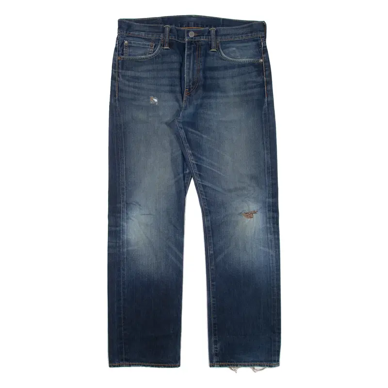 LEVI'S 504 Jeans Distressed Mens Blue Regular Straight W32 L30